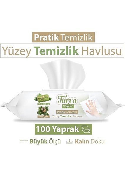 Doğadan Pratik Temizlik Turco Doğadan Pratik Yüzey Temizlik Havlusu 100 Yaprak modelleri