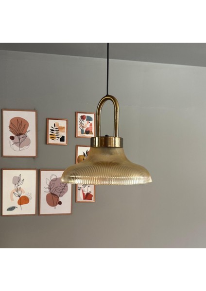 Stark Cam Bal Rengi Tekli Avize Eskitme Kilit Kafa Başlık Retro Sarkıt Lamba Salon Aydınlatma