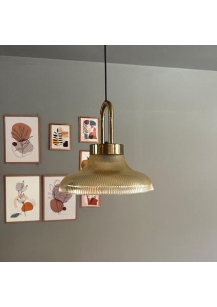 Stark Cam Bal Rengi Tekli Avize Eskitme Kilit Kafa Başlık Retro Sarkıt Lamba Salon Aydınlatma