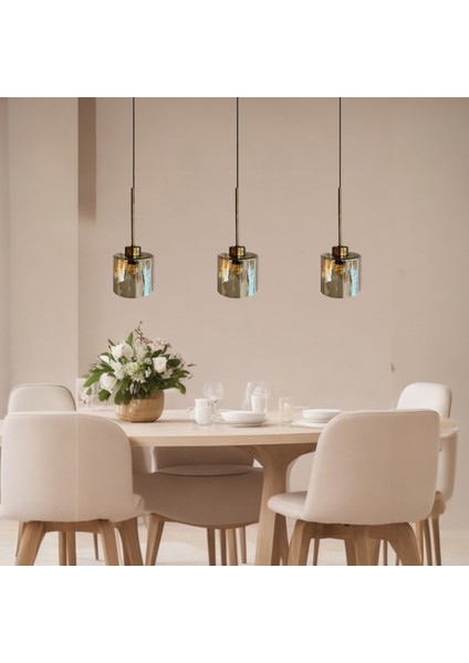 Lille Cam Bal Rengi Üçlü Sarkıt Avize Ince Eskitme Başlık Salon Mutfak Avizeleri Pastane Modelleri modelleri