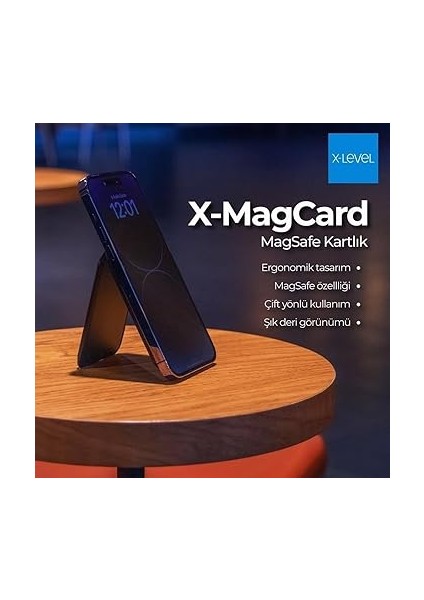 Magsafe Ile Uyumlu Deri Kartlık, Iphone 12/13/14/15/16 Modelleri ile Uyumlu, 5 Kart Kapasiteli, Açılır Kapanabilir Stand Olma Özellikli, Hafif ve Şık Tasarım, MC2500, Siyah fiyatları