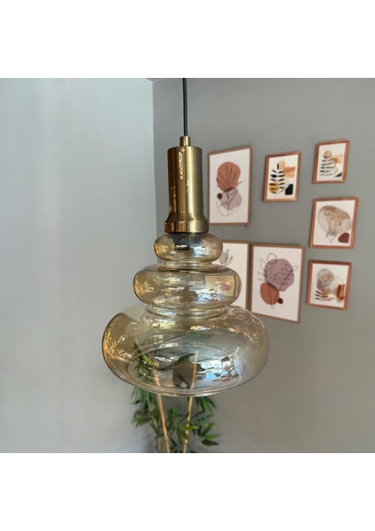 Lily Cam Bal Rengi Tekli Avize Eskitme Fener Başlık Retro Sarkıt Lamba Restoran Salon Aydınlatma fiyatları