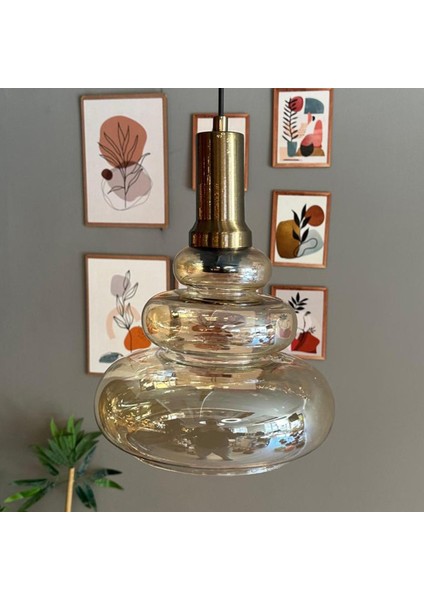 Lily Cam Bal Rengi Tekli Avize Eskitme Fener Başlık Retro Sarkıt Lamba Restoran Salon Aydınlatma fırsatları