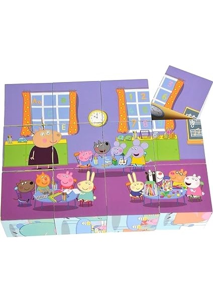 Simba, 109265708, Peppa Pig Blok Puzzle, Resimli Küpler, 12 Yapı Bloğu ile 6 Motif, 6 Şablon, 13 Adet, 16X12CM modelleri