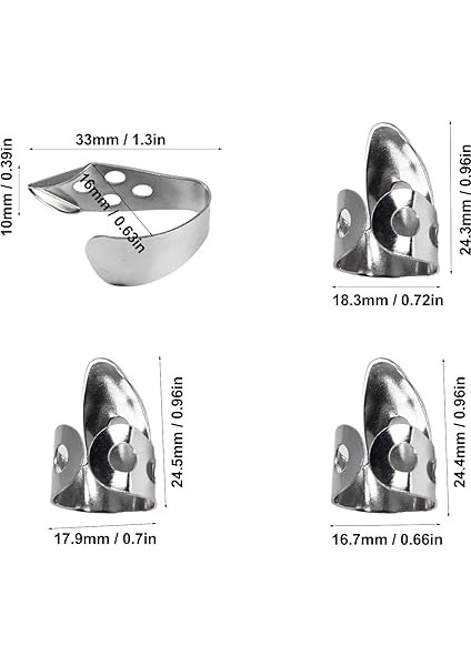 4 Adet Gitar Finger Pick Metal Thumb Pick Parlak Görünüm Gitar Aksesuarları Temel Gitar Uygulaması Için (Gümüş) fiyatları