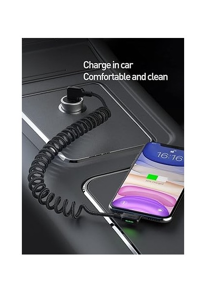 CA-7300 Lightning 90 Derece Spiral Ledli Örgü Kablo 3A 1.8m fiyatları