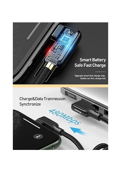 CA-7300 Lightning 90 Derece Spiral Ledli Örgü Kablo 3A 1.8m fırsatları