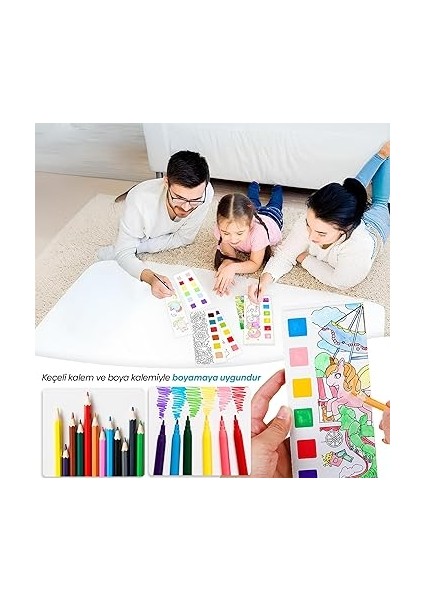 Renk Paletli Sulu Boya Kitabı + Fırça, 12 Sayfa Boyama Kitabı, Aktivite Boyama Seti, Çocuklar Için Yeni Nesil Sulu Boya Defteri (Unicorn Uzay Yolculuğu) indirimleri