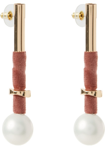 İnci Detaylı Silindir Kadın Küpe Standart Renk K2086152_089