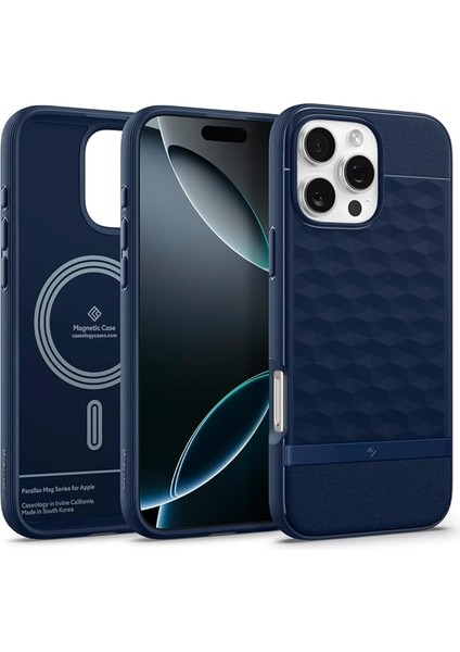 Caseology iPhone 16 Pro Magsafe Kılıf Parallax Mag Hava Kanalı Teknolojisi™ Askeri Sınıf Koruma Midnight Blue 3 Boyutlu Tasarım Kapak - ACS08171