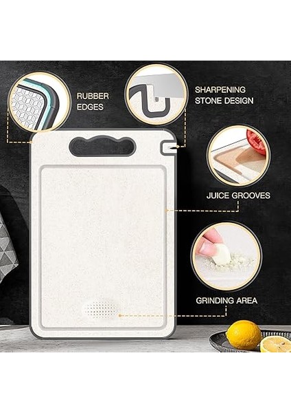 Çelik Kesme Tahtası, Mutfak Için Çift Taraflı Doğrama Tahtası, Çizilmeye Dayanıklı Mesh Tasarımı, Meyve Suyu Yivi, Kaymaz Silikon Sarma, Bulaşık Makinesinde Yıkanabilir fırsatları