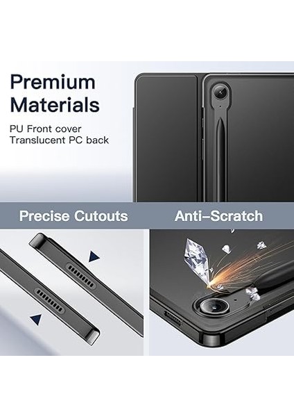 Galaxy Tab S10 Fe+/ S10 Fe Plus 13.1inç ile Uyumlu Kılıf Smart Case Akıllı Uyku Modlu Kapaklı Kılıfı (Siyah) modelleri