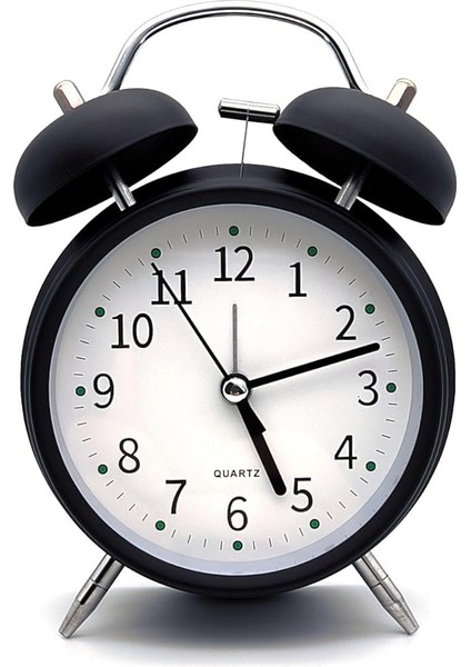 16CM Büyük Boy Akar Saniyeli Alarm Çalar Saat - Nostaljik Masa Saati Siyah