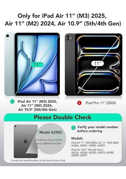 iPad Air 11 Inç M3 2025/M2 2024, iPad Air 6./5./4. Nesil (2022/2020), Ince ve Hafif, Sararmaya Dayanıklı, Şeffaf Arka Kapak, Kalem Pro ve Kalem (Usb-C), Zero Serisi,mat Siyah fiyatları