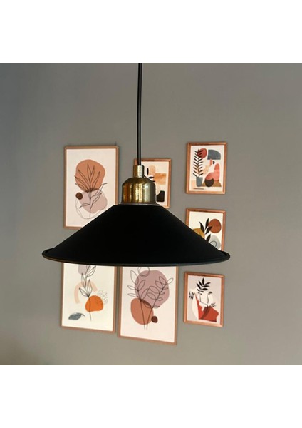 Benjamin Siyah Renk Yarım Lale Metal Sarkıt Avize Lamba Rustik Metal Salon Butik Otel Mağaza Model