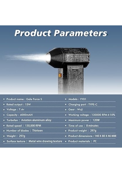 Süper Turbo Fan Güçlü Jet Kuru Üfleyici 130000 Rpm Ayarlanabilir Çok Amaçlı El Tipi Sökücü Araba Ev Bilgisayar Lensi Için indirimleri
