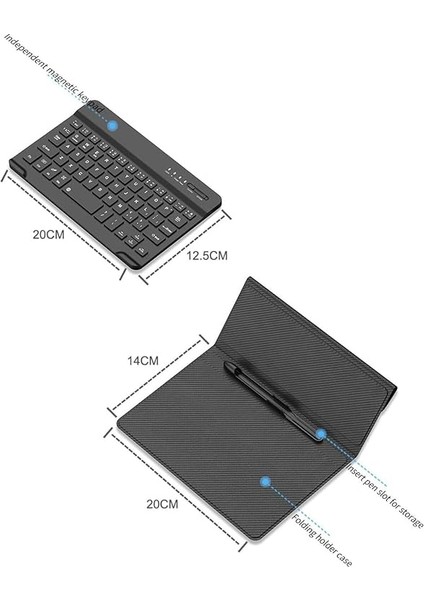 Galaxy Z Fold 5/6/7 ile Uyumlu Standlı Bluetooth Klavyeli ve Keyboard Kapak, Siyah-Karbon indirimleri