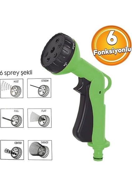 Otomatik 6 Fonksiyonlu Araba Yıkama Bahçe Sulama Temizleme Tabancası Tetikli Ayarlı Tabanca fiyatları