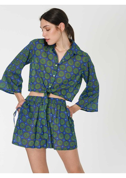 Beli Lastikli Çiçek Desenli Kadın Şort Standart Renk Y1967121_089 modelleri