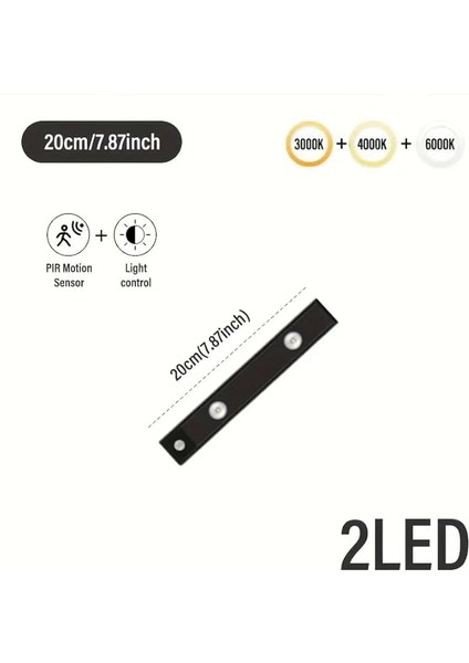 Sensörlü Slim LED Kabin Armatürü Dekoratif Dim Edilebilir USB Şarjlı Aydınlatma (Siyah, 20 Cm) fırsatları