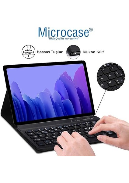 Samsung Galaxy Tab A7 T500 T505 T507 2020 10.4 Inch Tablet ile Uyumlu Bluetooth Klavye ve Mouse + Standlı Kılıf - Bkk6 modelleri