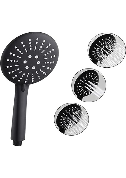 black matte mat siyah duş başlığı - 3 fonksiyonlu yüksek basınçlı el duşu - 3 yıl garantili fiyatları