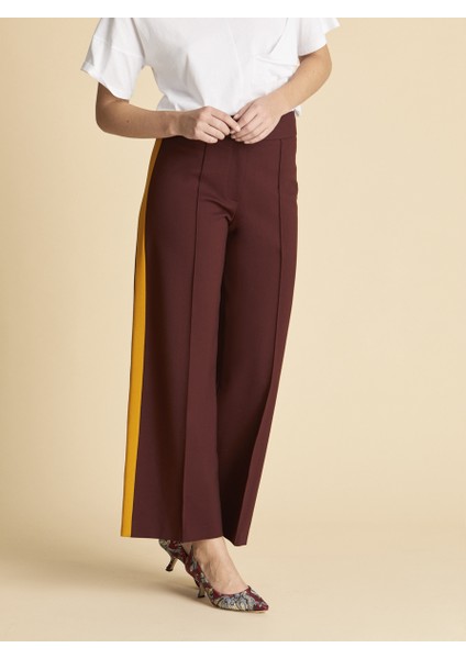 Şerit Detaylı Kadın Pantolon Bordo K1912063_008 modelleri