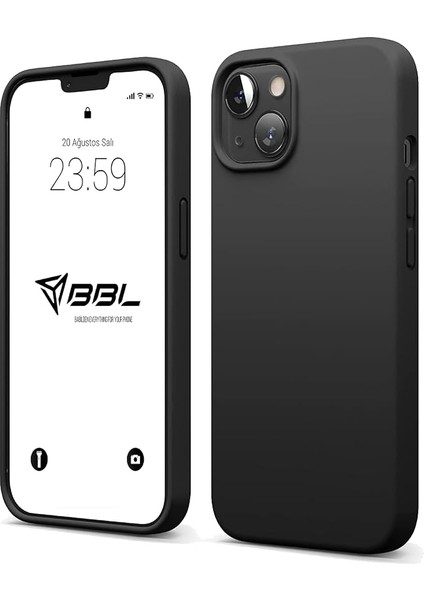 iPhone Kılıf Ince Sıvı Silikon 3 Katmanlı Tam Kaplamalı Yumuşak Jel Kauçuk Kılıf Kapak (Siyah, iPhone 13/14)