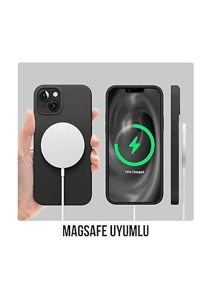 iPhone Kılıf Ince Sıvı Silikon 3 Katmanlı Tam Kaplamalı Yumuşak Jel Kauçuk Kılıf Kapak (Siyah, iPhone 13/14) indirimleri