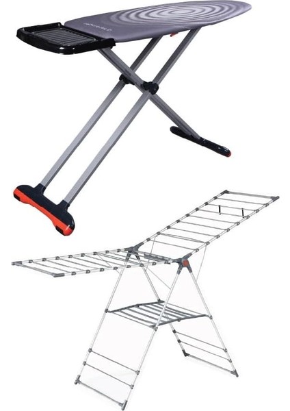 MM126 Belinda Ütü Masası MM037 Gold Alüminyum Çamaşır Kurutmalık Set