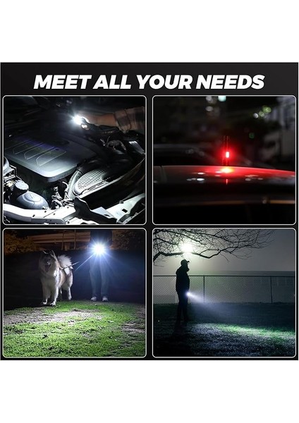 Güçlü Işık LED El Feneri - 1000000 Lümen Güçlü Işık, 7 Farklı Işık Modu, Yan Işıklı, Ipx6 Su Geçirmez, Yakınlaştırılabilir, Şarj Göstergeli, Taşıma Çantalı, 1 Km Uzun Menzilli Parlak El Feneri fırsatları