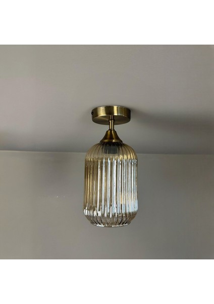 Wingmn Cam Bal Rengi Piramit Plafonyer Başlık Tekli Avize Retro Sarkıt Restoran Salon Aydınlatma