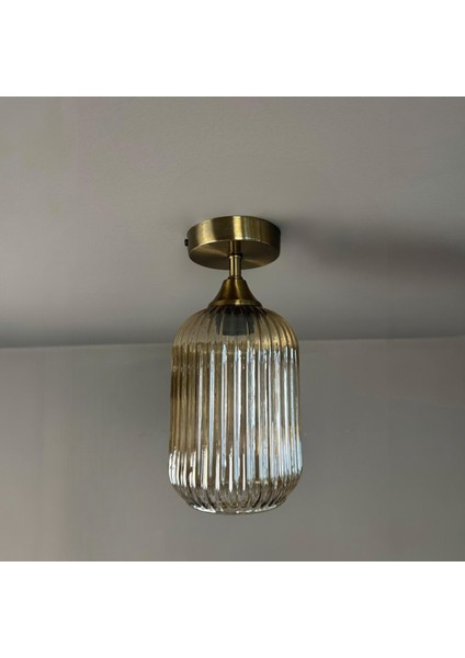 Wingmn Cam Bal Rengi Piramit Plafonyer Başlık Tekli Avize Retro Sarkıt Restoran Salon Aydınlatma modelleri