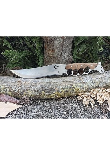 Yıldız Kurt Başlı Ele Geçmeli Kabze 39CM Ayna Yüzey Ormancı Av Bıçağı indirimleri