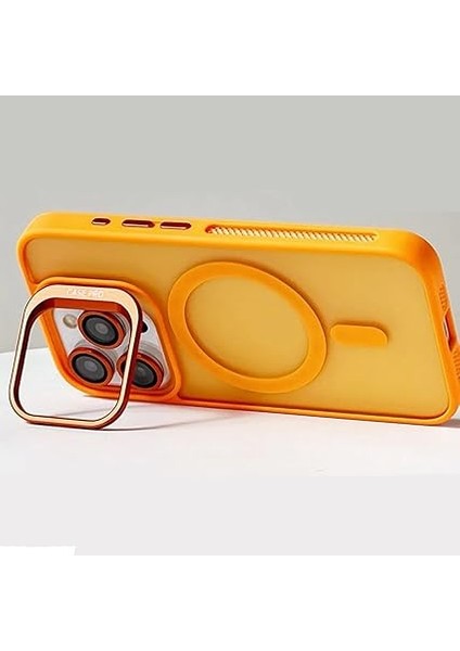 iPhone 15 ile Uyumlu Kamera Lens Aparatlı Stand Olabilen Magsafe ile Uyumlu Kamera Korumalı Şeffaf Full Color Magnetic Wireless Telefon Kılıfı (Siyah, iPhone 15) fırsatları