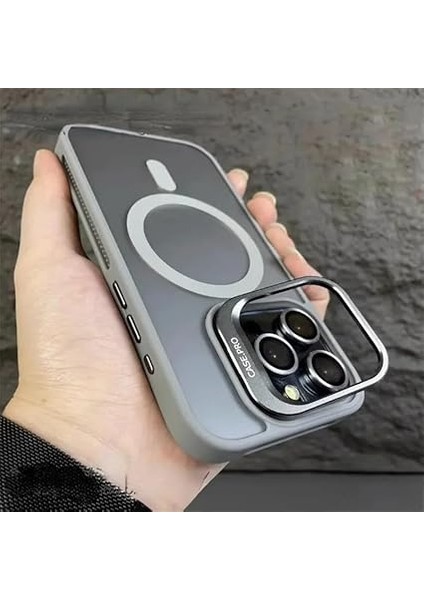iPhone 15 ile Uyumlu Kamera Lens Aparatlı Stand Olabilen Magsafe ile Uyumlu Kamera Korumalı Şeffaf Full Color Magnetic Wireless Telefon Kılıfı (Siyah, iPhone 15) indirimleri