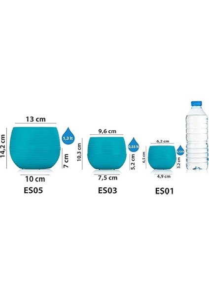 ES03 Elvan Kaktüs, Sukulent Saksısı Tabaklı 9,6cm, 550 Mililitre Mocha fiyatları
