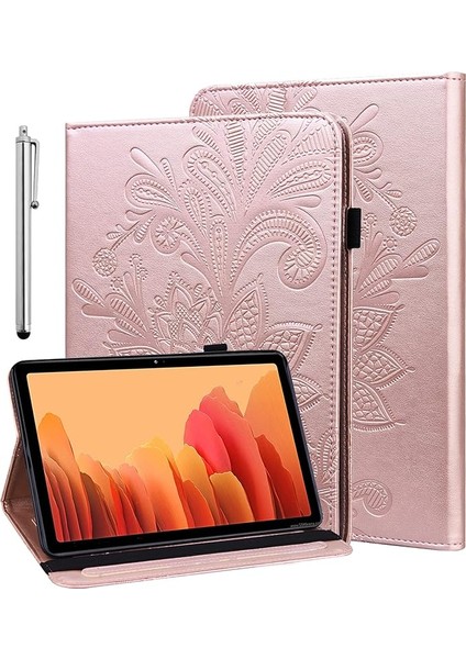 Samsung Galaxy Tab S8/s7 (11 Inç 2022/2020) Için Kılıf - Stylus Tutuculu Ultra Ince Deri Kılıf, Stant Fonksiyonu ve 360° Koruma, Kart Bölmeleri Dahil (Pembe Altın)