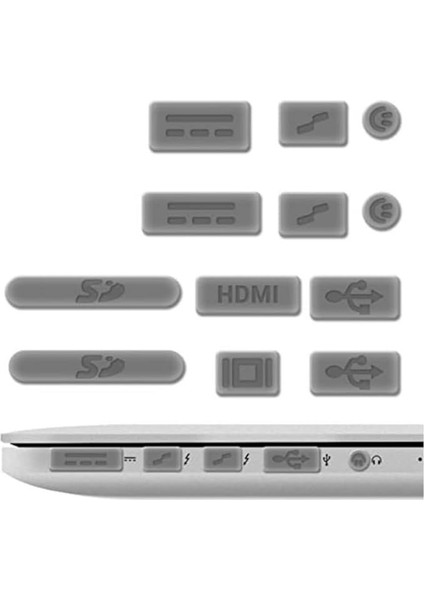 Macbook Air-Pro Tüm Modeller Toz Önleyici Tıpa Koruma Seti USB Tablet Telefon Kulaklık ile Uyumlu Şeffaf