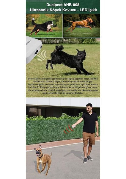 AN-B008 Ultrasonik Saldırgan Köpek Kovucu - Köpeksavar - LED Işıklı indirimleri