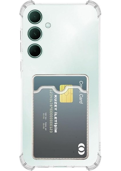 Galaxy A36 ile Uyumlu Kapak Kamera Korumalı Kartlıklı Darbe Emici Şeffaf Silikon Kılıf