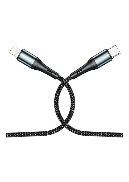 Örgülü iPhone Uyumlu Type C-Lightning Pd Hızlı Şarj Kablosu, Siyah (100 Cm) modelleri