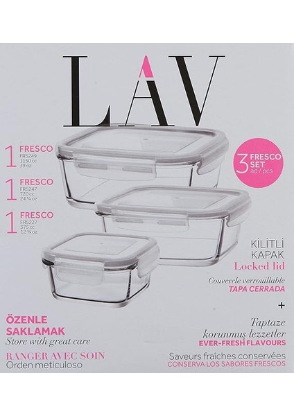 Fresco 3'lü Saklama Kabı Seti, Cam, 1150 cc fırsatları