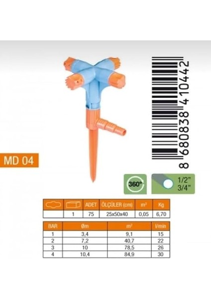 Dönerli Bahçe Sulama Fıskiye - Normal 4'lü Sprink fiyatları