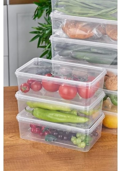 - 10'lu Set Saklama Kabı, 10 Adet 2000ML Dikdörtgen Şeffaf Kendinden Kapaklı Saklama Kabı, Bpa Içermez, Buzdolabı, Dondurucu ve Dolap Organizeri fırsatları