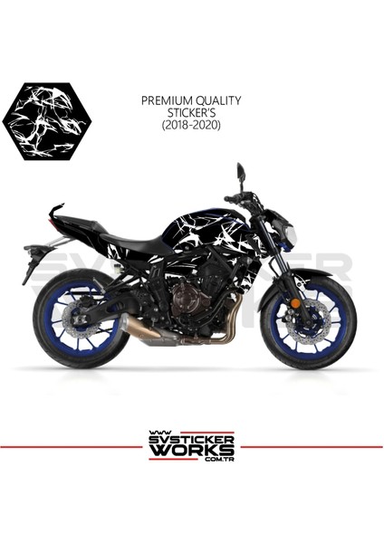 Mt-07 2018-2020 Kaplama Sticker Şimşek Yıldırım Motor Kaplama Modeli Hazır Kit 2018-2020 Uyumlu