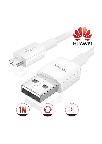 Veri Kablosu / Şarj Kablosu - Micro USB - Gri/beyaz - Micro USB Bağlantılı Huawei Cep Telefonları ile Uyumlu modelleri