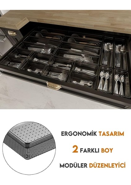 Home 20'li Modüler Set Kaşıklık Çekmece Içi Düzenleyici Çatal Kaşık Bıçak Düzenleme Organizeri Antrasit fırsatları