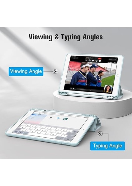 iPad 9. Nesil 2021/8 Için Kılıf. Gen 2020/7. Nesil 2019 10,2 Inç - Süper Hafif Yumuşak Tpu Arka Kapak Koruyucu Kılıf Entegre Kalem Tutuculu, Otomatik Uyku / Uyanma, Buz Mavisi fırsatları
