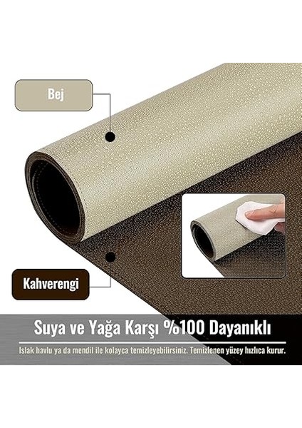 Çift Renk Dikişli Pu Deri Masa Matı 80X40 cm Mousepad, Su Geçirmez Masa Sümeni, Çift Taraflı Kullanım, Dizüstü Bilgisayar/ofis/ev Için, Kaymaz Taban (Bej ve Kahverengi) fiyatları